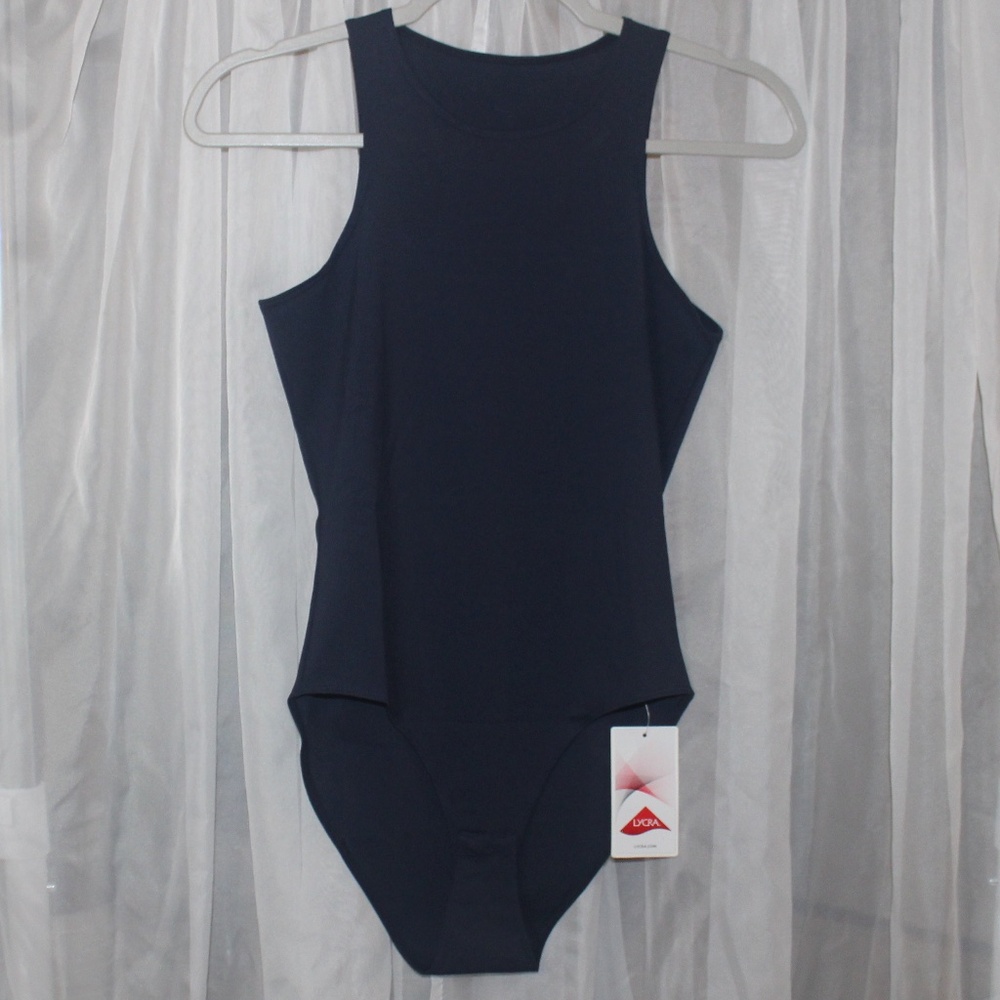 NWT MFD Women's Blue Round Neck Sleeveless Underwear Bodysuit in Sz (M)